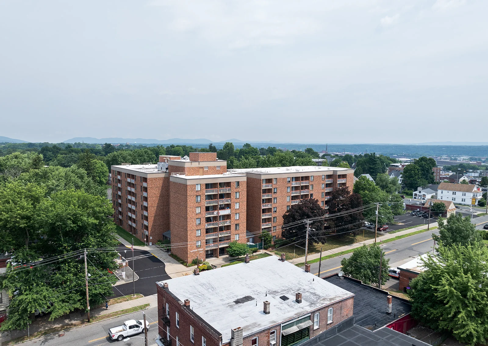 Elmwood Towers exterior aerial view